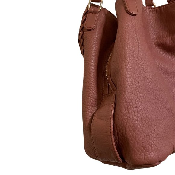 Under One Sky Faux Leather Exterior Brown Pouch Zipper Closure Pockets Inside - Picture 10 of 16